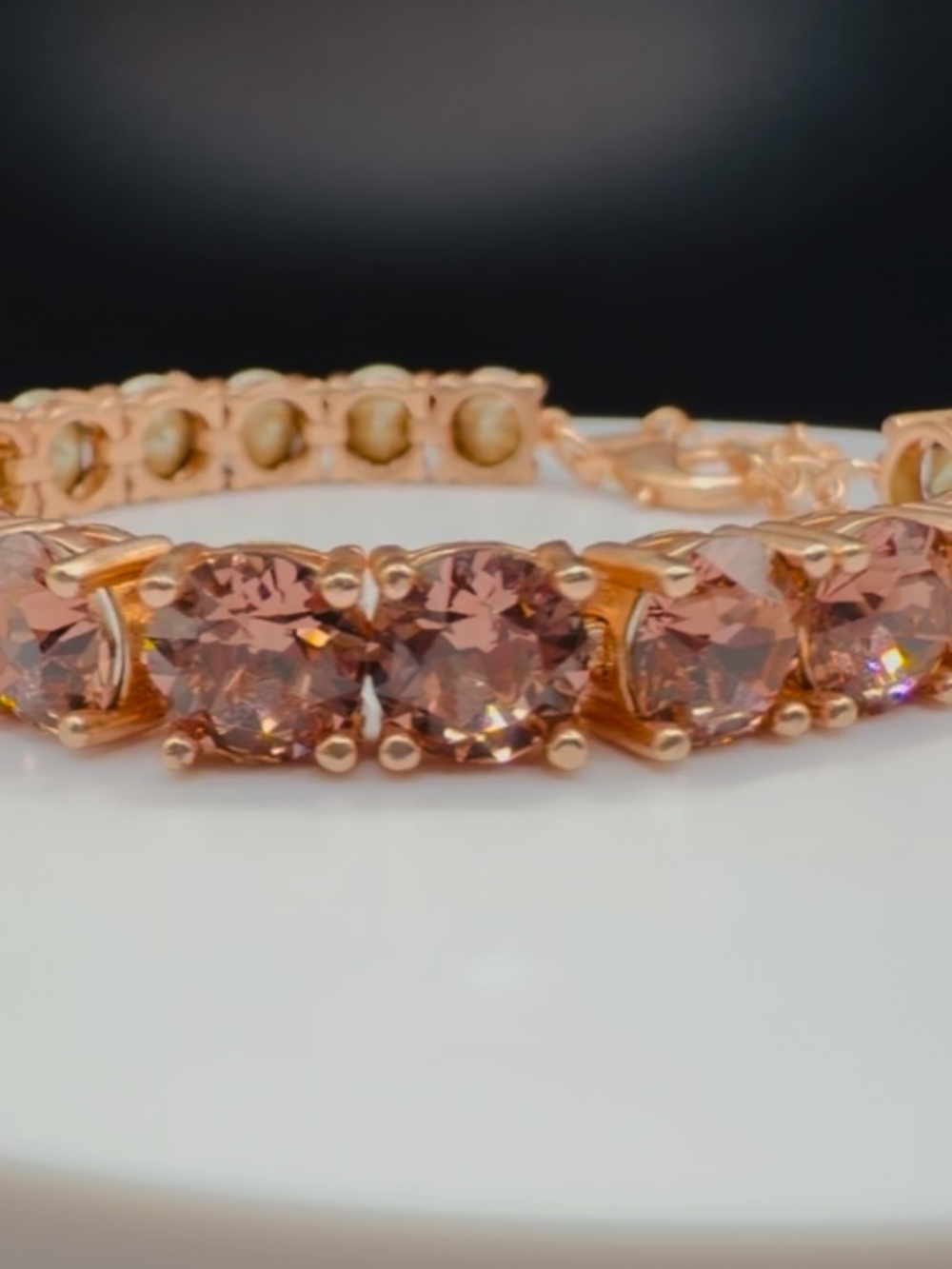 Park Lane NIB Impression Large Stone Baby Rose Crystal Tennis Bracelet Rose Gold